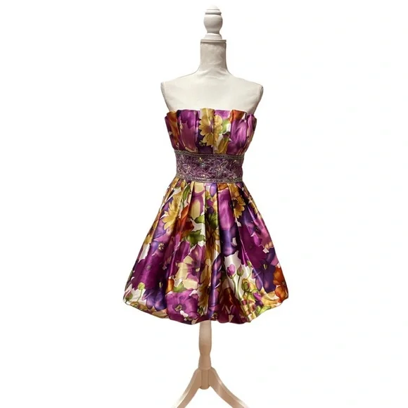 Authentic Tony Bowls Le Gala Short Prom Dress 110584 Multi Color Like New!!